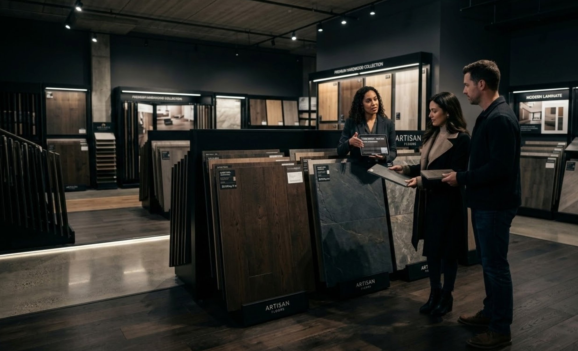 Flooring showroom sales consultation